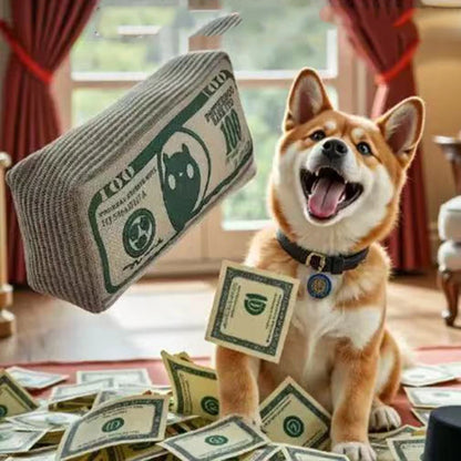 Dog Toy Money Shape Bite Resistant Indestructible Squeaky Toy Sound Interactive Self-Play for Dog Puppy Cat Pet Training Supplie
