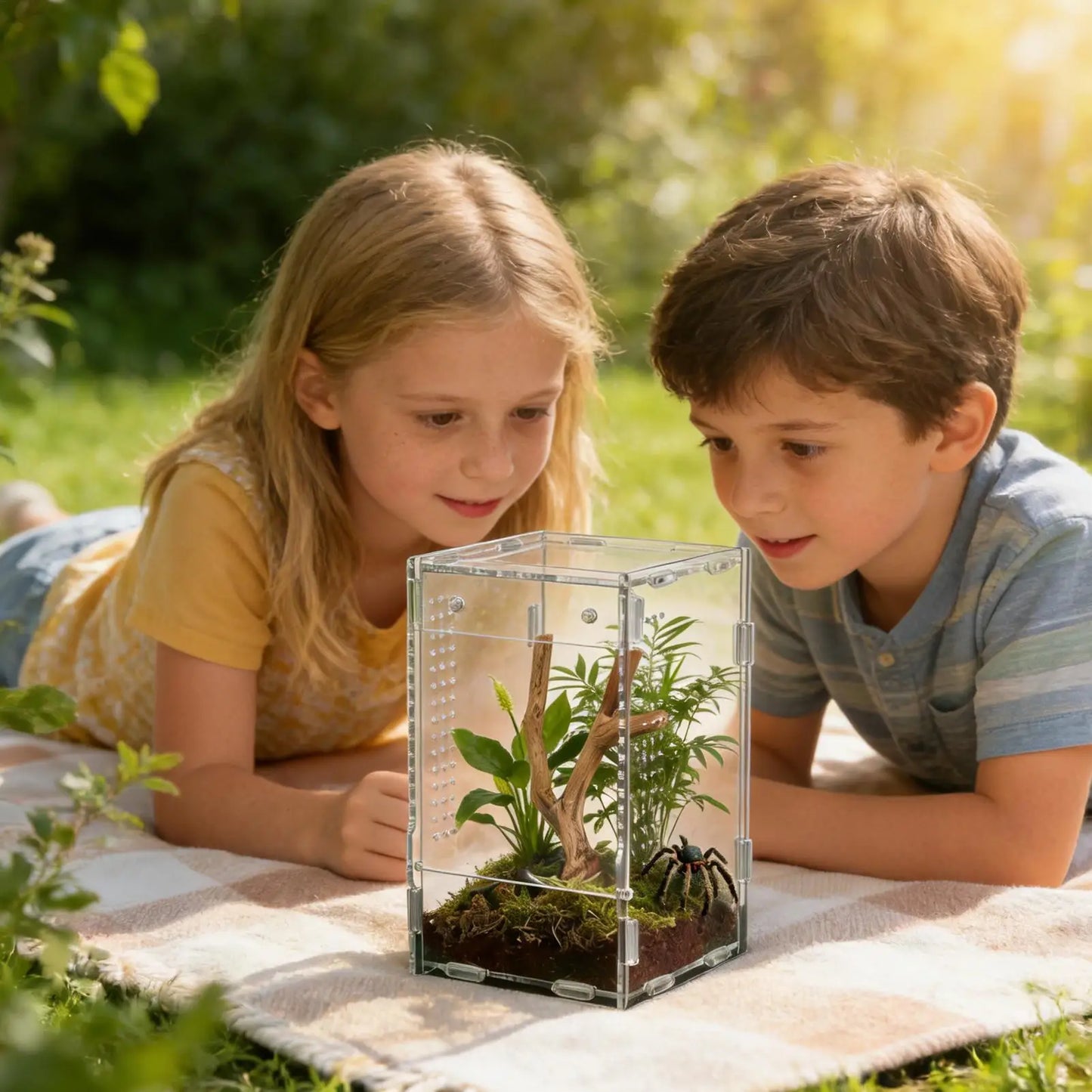 Reptile Enclosure Front Opening Escape Proof Habitat Acrylic Jumping Spider Habitat For Observation Home Pet Store Office