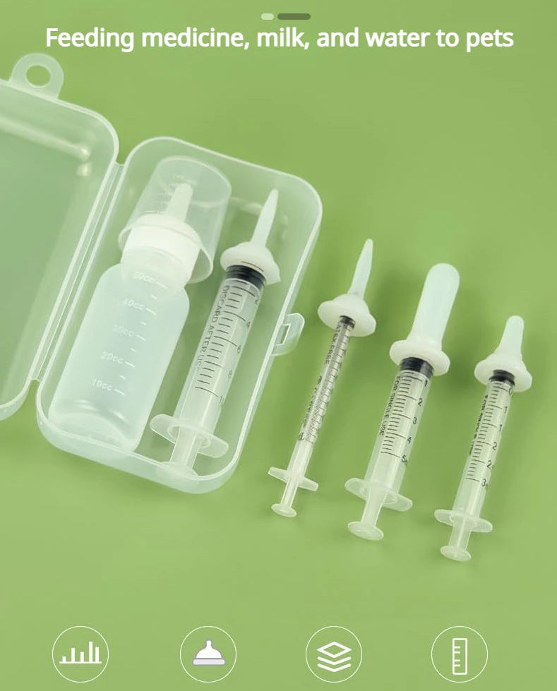 Pet Feeding Device Set Cat Dog Care Bottle Syringe Suit Newborn Kitten Feed Device with Feeding Bottle Puppy Medication Device