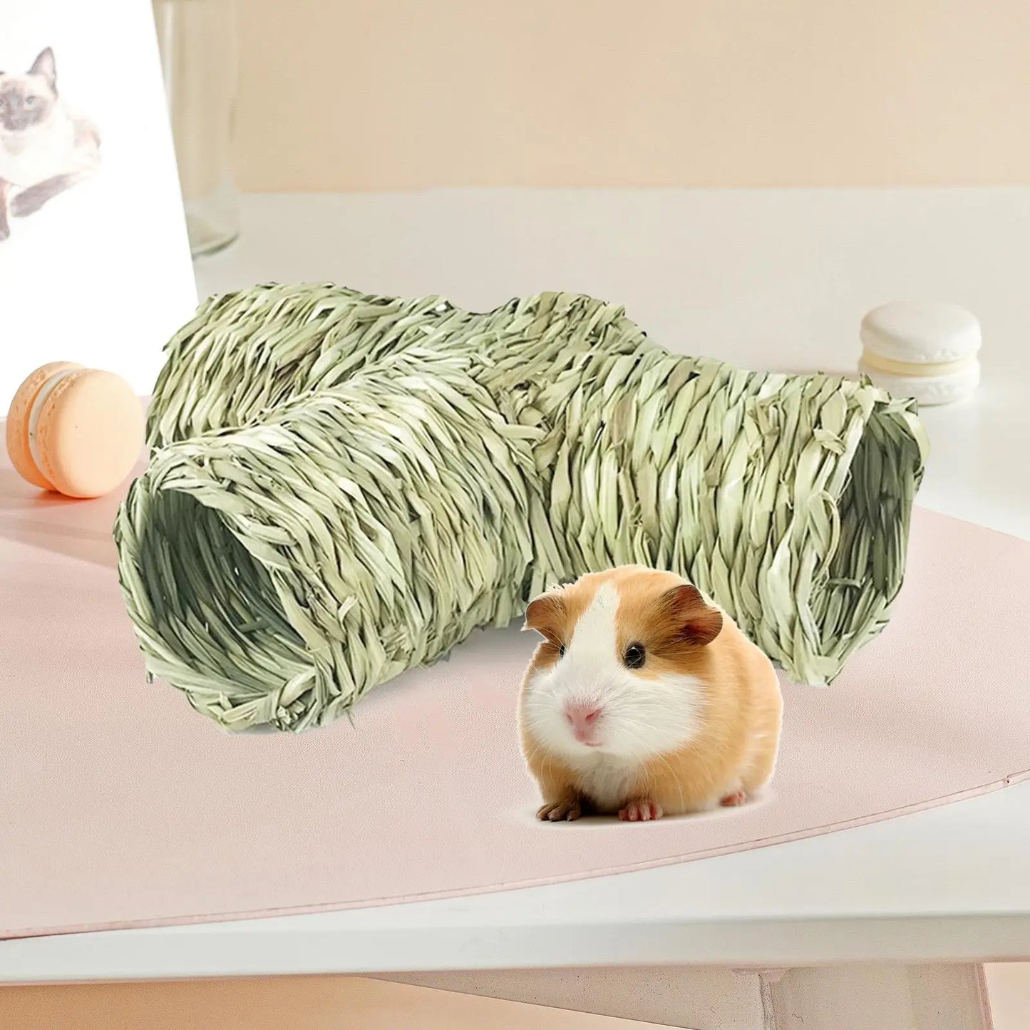 Hamster Grass Tunnel Interactive Toy Cage Chew Toys Rabbit Tunnel Tube Straw