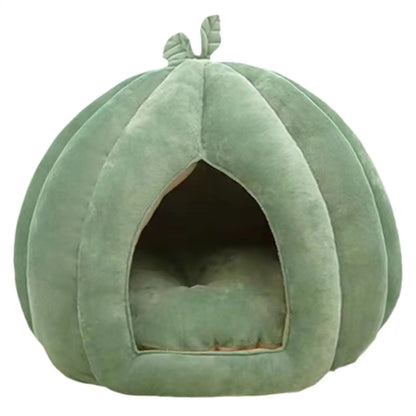 Halloween Thickened Pet Bed Enclosed Cat Nest Warm Cat Bed Pumpkin Shape Pet Sleeping House For Cats Washable Cat Sleeping Bed