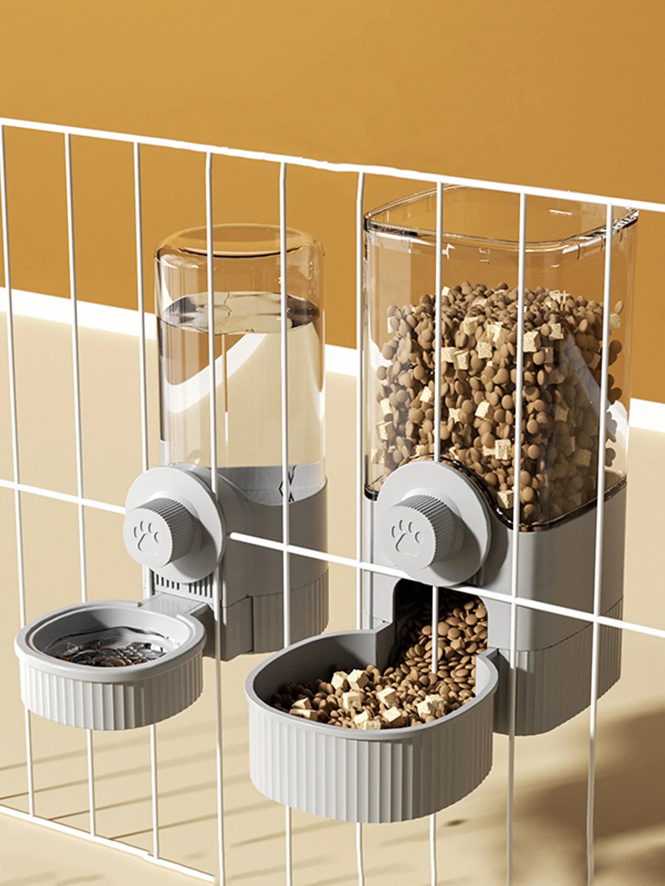1.2L Automatic Pet Feeder Cage Hanging Bowl，Suitable for Small Puppy Cat Rabbit Food Container Dispenser Bowl