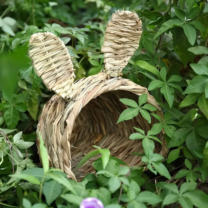 Rabbit Straw Nest Hut Toy Comfortable Straw Woven Hay Bed Warm Hut for Bunny Little Animals Ferret Hamster