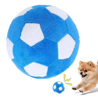 Dog Soccer Ball Toy Soft Chewing Game Plush Soft Squeaky Balls for Dogs for Indoor Outdoor Play Teething Enrichment Puppy Large