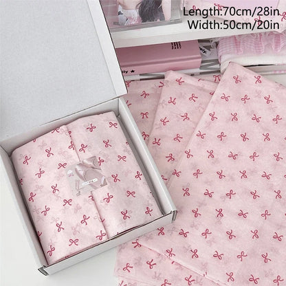 10 Pink Bow Snow Pear Wrapping Paper Sheets | Handmade Flower Bouquet Packaging