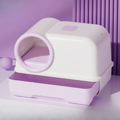 Cat Litter Box with Corridor & Drawer Design | Fully Enclosed Odor Control & Anti-Tracking Toilet | Easy-Clean Kitty Litter Pan