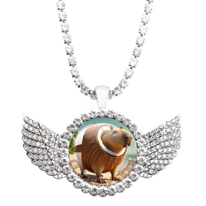 25mm Angel Wing Necklace | Italian Brainrot Pendant Funny Animal Jewelry Gift