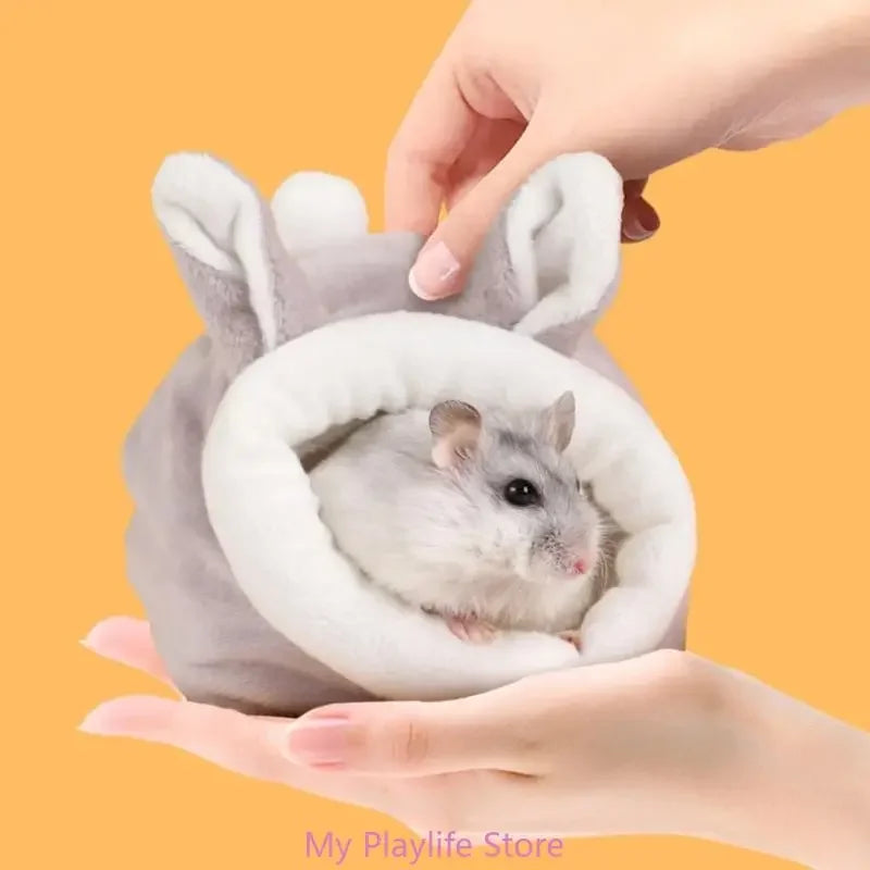 Cute Cartoon Rabbit Squirrel Mini Cage Guinea Pig Nest Small Animal Mice Rat Pet Sleeping Bed Hamster House Winter Warm Soft Mat
