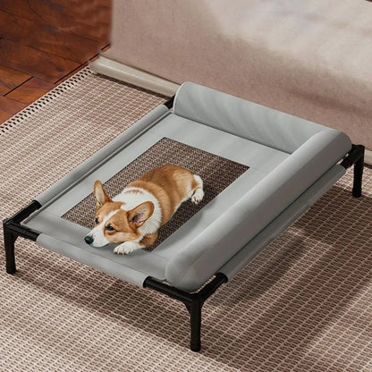 Pet Furniture Mesh Elevated Dog Beds Breathable Removable Raised Dog Bed with Pillow Outside Dog Bed Cat Patio Sunbathing