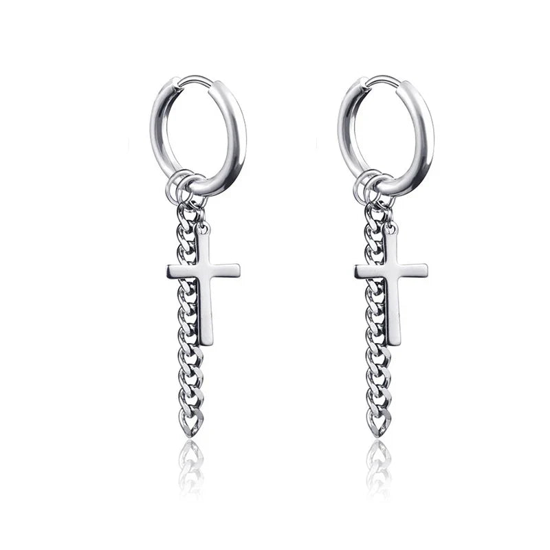 Fashion Punk Gothic Stainless Steel Drop Earrings | Unisex Stud Earrings for Men Women