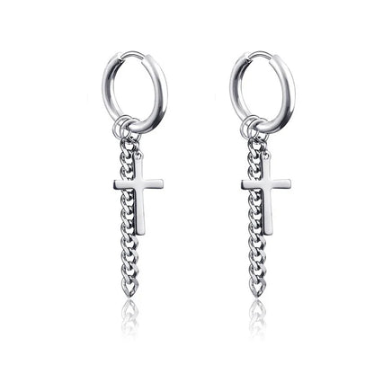 Fashion Punk Gothic Stainless Steel Drop Earrings | Unisex Stud Earrings for Men Women