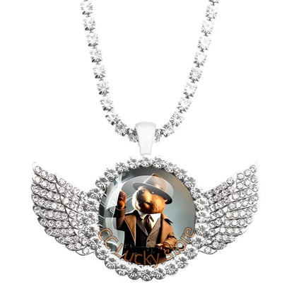 25mm Angel Wing Necklace | Italian Brainrot Pendant Funny Animal Jewelry Gift