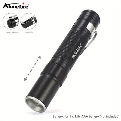 Alonefire 3W XPE LED Mini Penlight Flashlight | Portable Zoom Pocket Torch