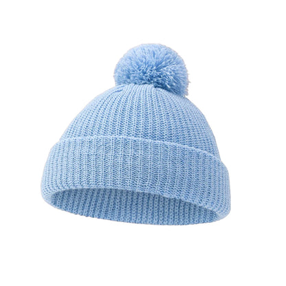 Solid Pom Knitted Baby Beanie | Newborn Infant Winter Hat