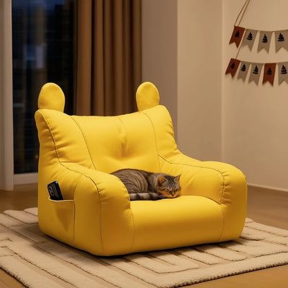 Cat Sofa Bed with Cartoon Design, Detachable Washable Pet Bed for Indoor Cats, Support Up To 2.72KG, Cozy Pet Furniture Gifts