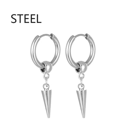 Fashion Punk Gothic Stainless Steel Drop Earrings | Unisex Stud Earrings for Men Women