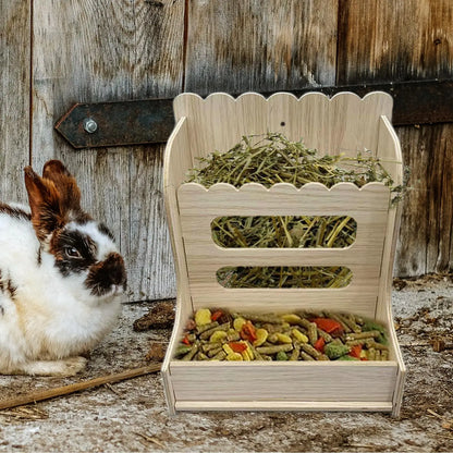Rabbit Wooden Hay Rack Small Animals Grass Holder Multipurpose Guinea Pigs Food Dispenser for Small Pets Chinchilla Hedgehog