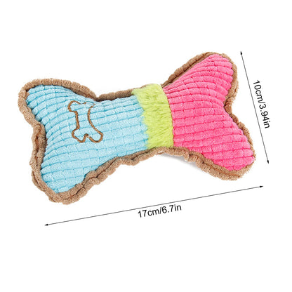 1Pce bite resistant pet sound toy, dog plush bone shaped chew toy, suitable for small and medium-sized puppies