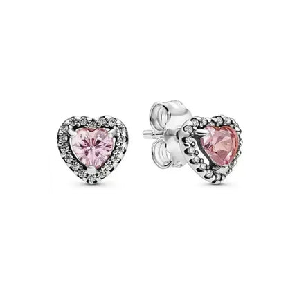 925 Sterling Silver Heart Shaped Zircon Earrings | Charming Girls Jewelry Gift