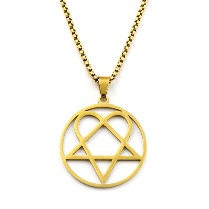Stainless Steel Heartagram Pendant Necklace | Unisex Music Band Jewelry Gift