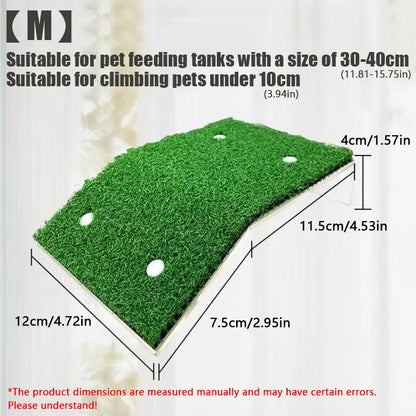 Turtle Basking Platform Turtle Habitat Simulation Lawn Ramp Turtle Dock Floating Island for Reptile Terrarium Aquarium Accessory