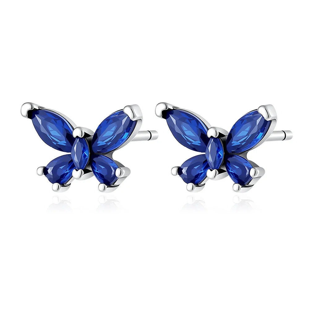 925 Silver Butterfly Cherry Stud Earrings | Fine Jewelry Gift for Women