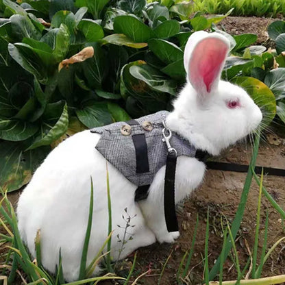 Rabbit Vest with Leash Soft Breathable Gentlemanly Style Rabbit Clothes for Playing Exercising and Outdoor Activities