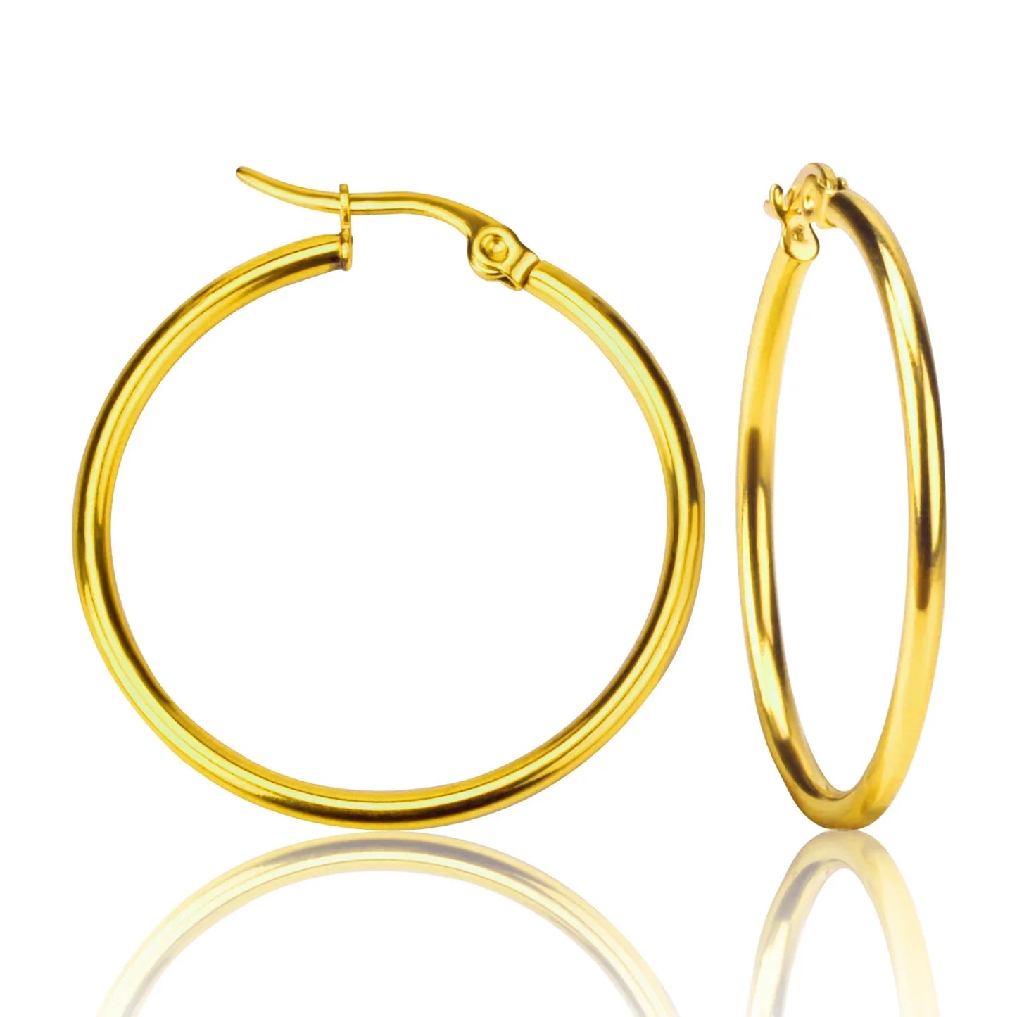 LUXUSTEEL Stainless Steel Hoop Earrings | Simple Geometric Shapes for Women