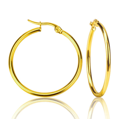 LUXUSTEEL Stainless Steel Hoop Earrings | Simple Geometric Shapes for Women