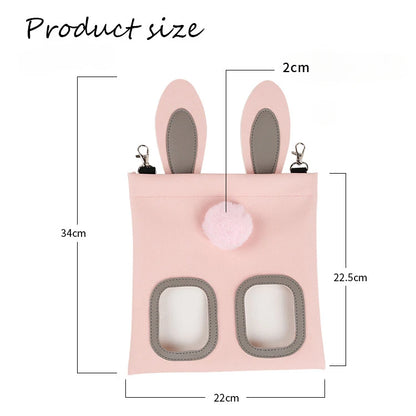 Rabbit Hay Feeder Bag - Adjustable Chew-Proof Foraging Pouch for Bunny/Chinchilla/Hamster Cages Hanging Hay Dispenser with Clips