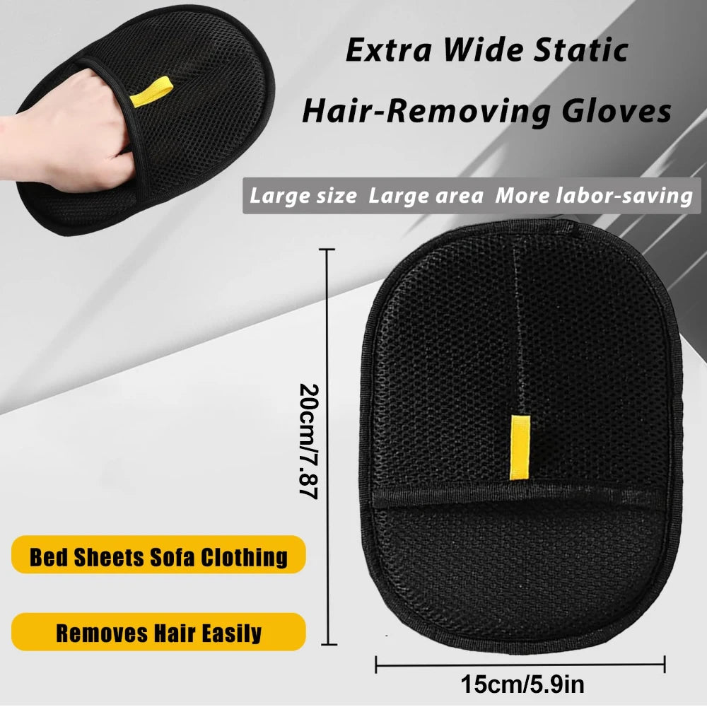 Pet Hair Removal Tool Reusable Static Removal Gloves, Double-Sided Grooming Gloves for Pets Removes Pet Fur Hair for Carpets