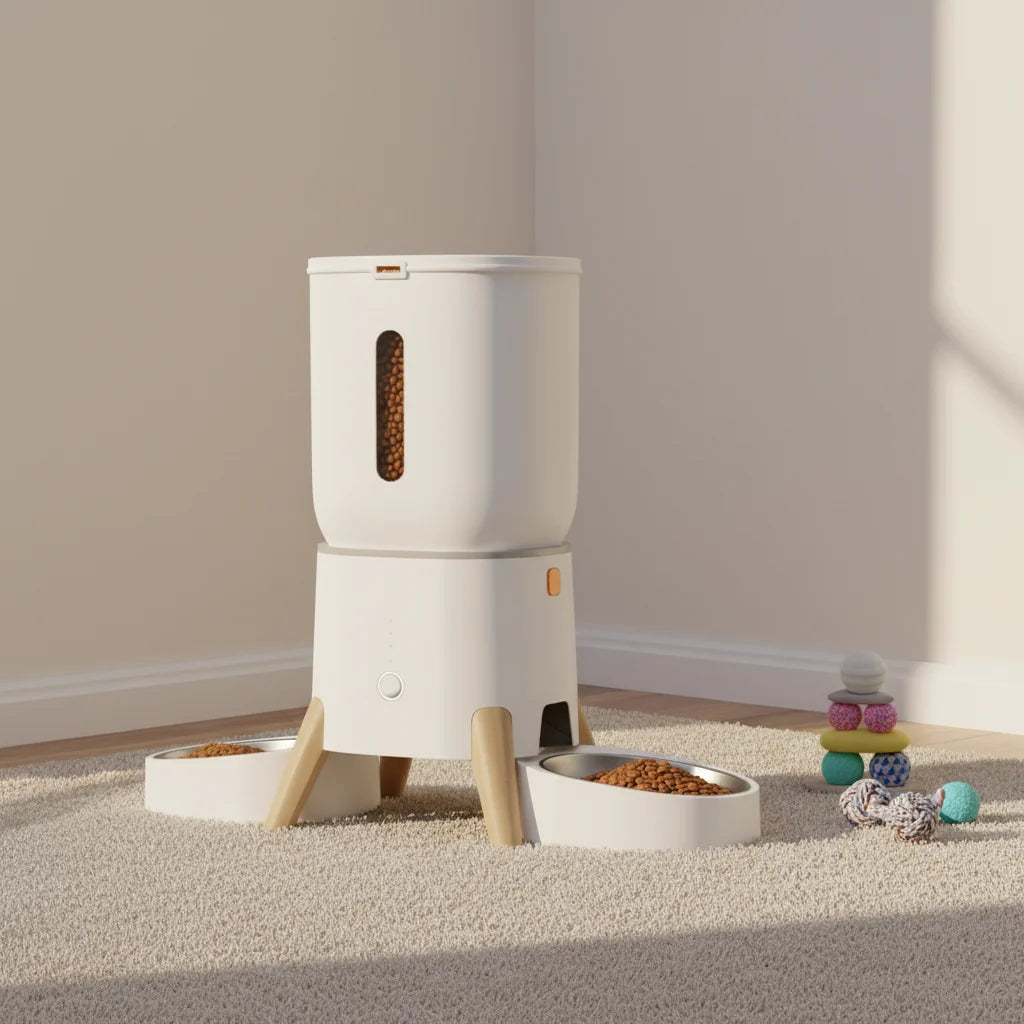 5L Pet Intelligent Feeder - App-controlled Remote Feeding Machine - Dual-bowl Automatic Feeder for Cats and Dogs