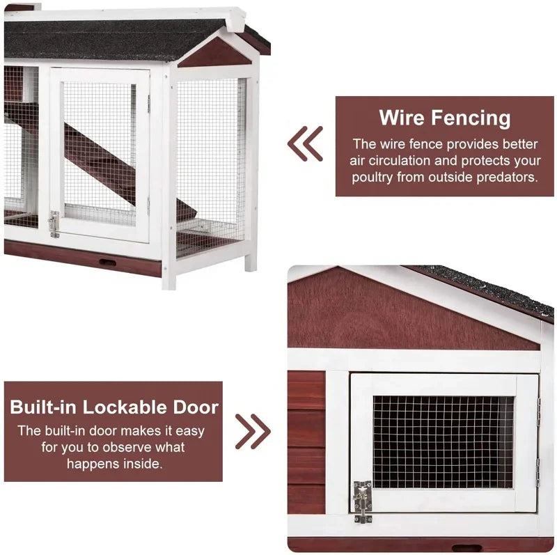 Outdoor Solid Wood Large Pet House Bamboo Rabbit House Cages Coop Wooden Rabbits Hutch