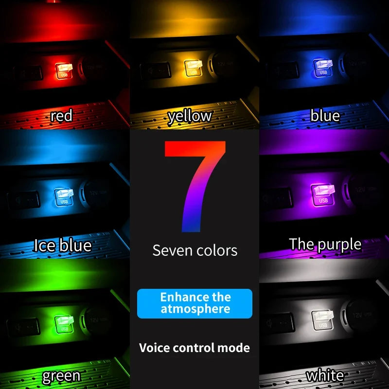 Car USB LED Atmosphere Light | Touch Control Car Interior Decoration Lamp