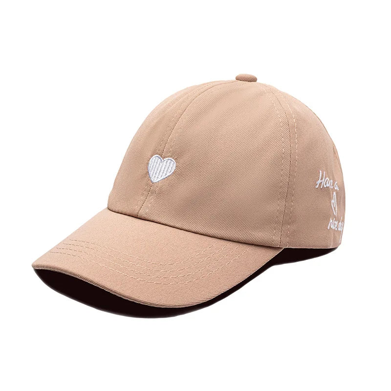 Sweet Heart Kids Girl Hat | Embroidery Cotton Ponytail Baseball Cap for Spring Summer 4-10Y