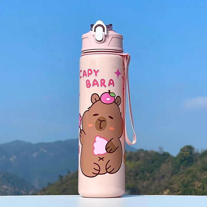Large-Capacity Capybara Straw Cup | Cute Portable Sports Water Bottle for Outdoor Activities