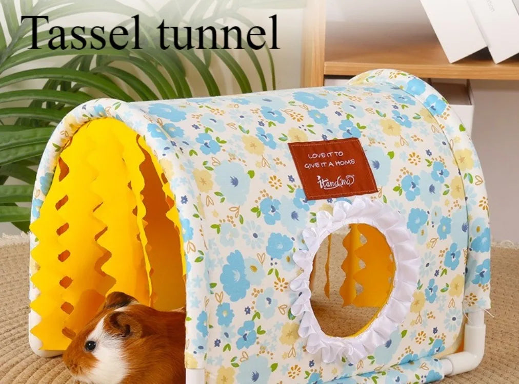 Small Animal Hideout Bed-Soft Pet House with Open Entrance,Safe Rounded Corners for Guinea Pigs/Hamsters/Rabbits-Decor Shelter