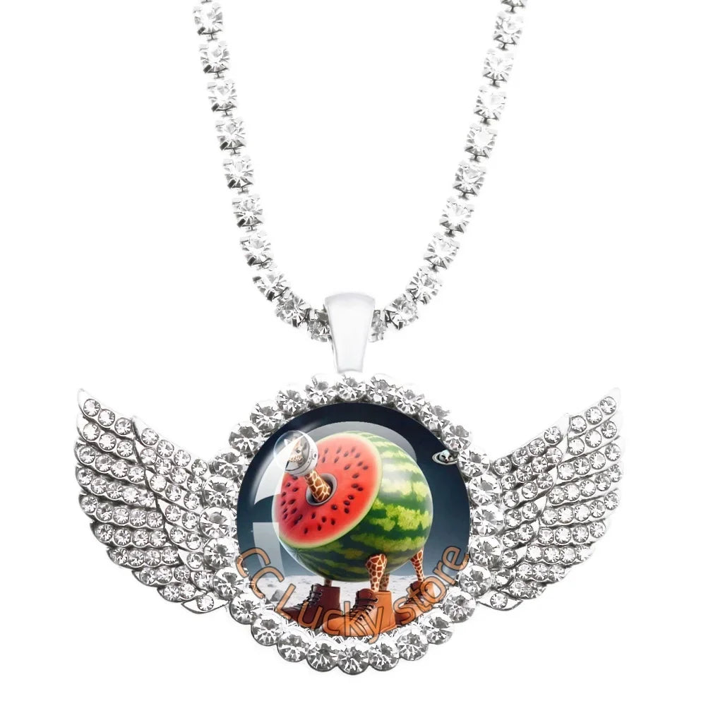 25mm Angel Wing Necklace | Italian Brainrot Pendant Funny Animal Jewelry Gift