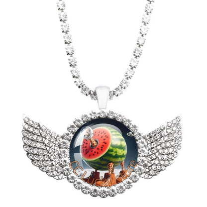 25mm Angel Wing Necklace | Italian Brainrot Pendant Funny Animal Jewelry Gift