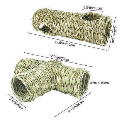 Hamster Grass Tunnel Interactive Toy Cage Chew Toys Rabbit Tunnel Tube Straw