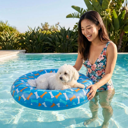Pet Water Float Inflatable Dog Pool Floating Mat Anti-Slip PVC Pool Swimming Ring for Lake Beach Games Water Party Pond