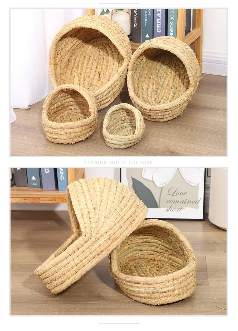 Grass Woven Bird Nest Rabbit Grass Nest Grass Mat Hamster Accessories Slippers Rabbit Nest Rabbit Winter Warm Pet Supplies