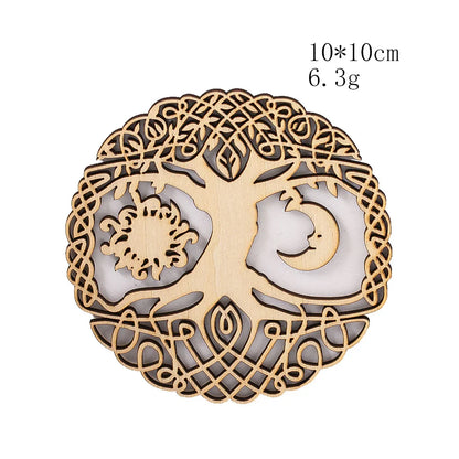 Wooden Sacred Geometry Wall Hanging | Rustic Yoga Meditation Decor