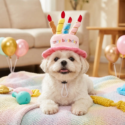 Pet Birthday Party Hat Toy Set For Cats and Dogs Elastic Comfortable Wear Bite Resistant Durable Photo Prop Gift