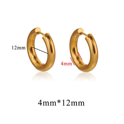 6pcs Stainless Steel 3mm 4mm Hoop Earrings | PVD Gold Plated Korean Round Earrings for Men Women