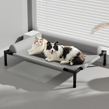 Pet Furniture Mesh Elevated Dog Beds Breathable Removable Raised Dog Bed with Pillow Outside Dog Bed Cat Patio Sunbathing