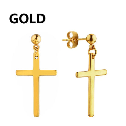 2pc Stainless Steel Cross Earrings Set | Gothic Punk Huggies for Men Women