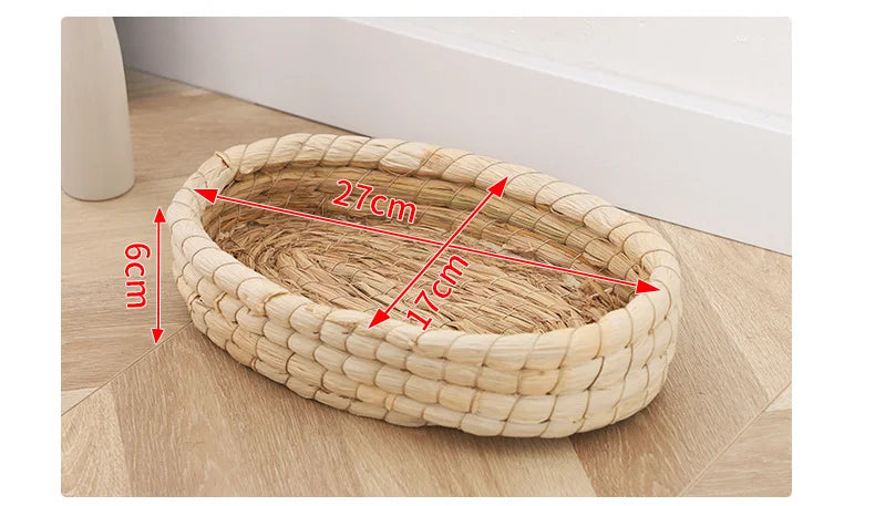 Straw Hand Woven Breathable Rabbit Grass Mat Four Season Hamster Guinea Pig Dutch Pig Foot Mat Rabbit Grass Nest Pet Supplies