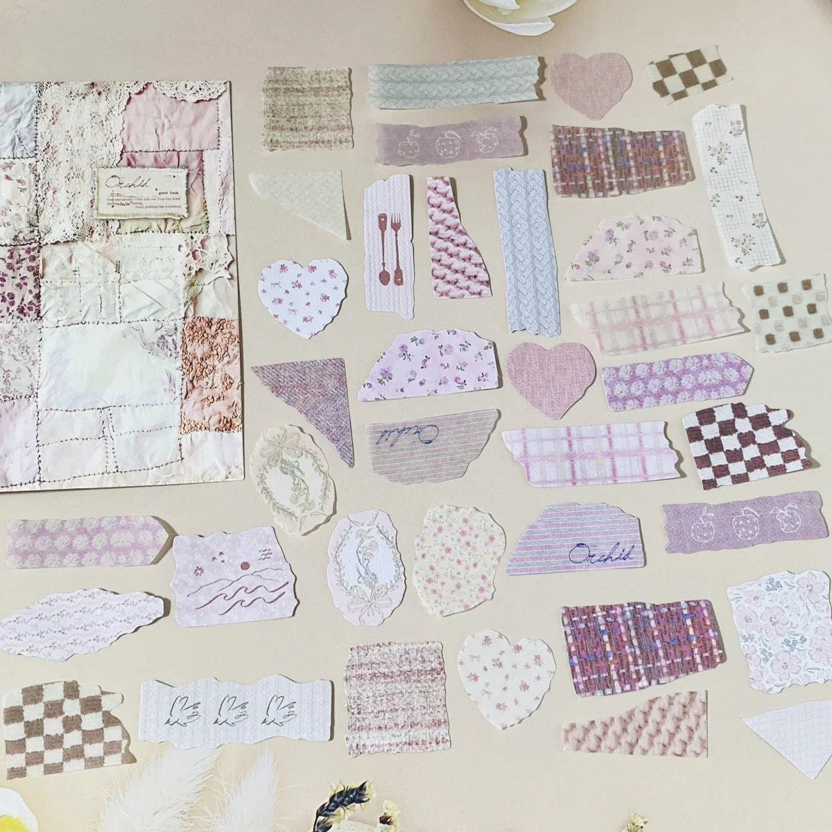 Vintage Paper Sticker Pack for Scrapbooking | 50 PCS Mixed Design Labels