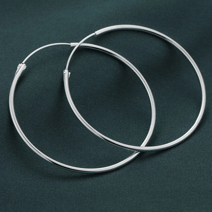 925 Sterling Silver Large Circle Hoop Earrings | Wedding Fine Fashion Jewelry